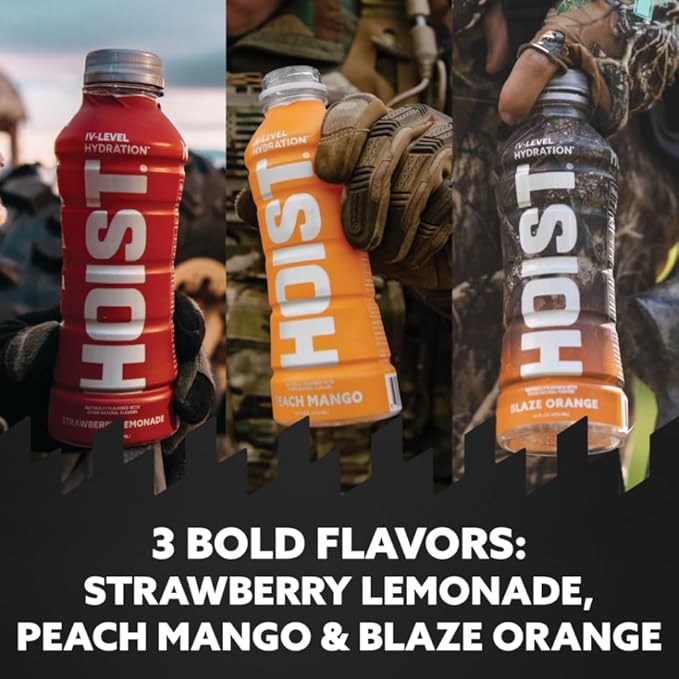 HOIST Premium Military Hydration Electrolyte Drink Powerful IV-Level Hydration Clinically Proven Performance Drink Variety Pack 16 Fl Oz (Pack of 12)