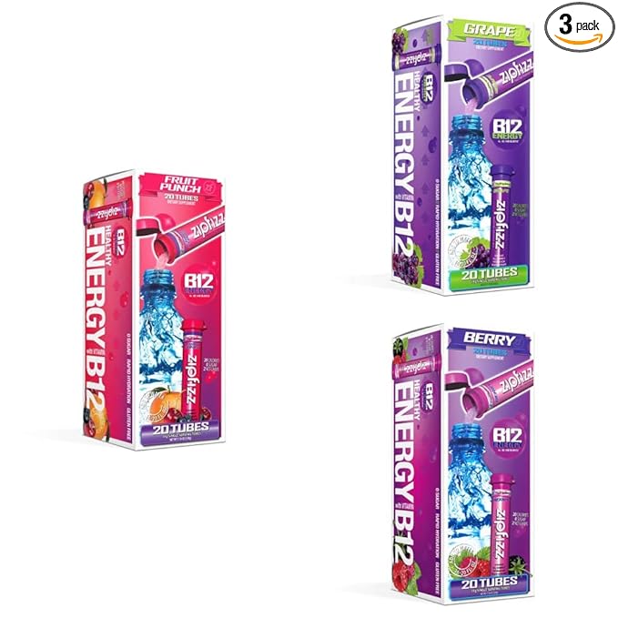 Zipfizz Healthy Energy Drink Mix Hydration with B12 and Multi Vitamins (Fruit Punch Bundle) 60 Count