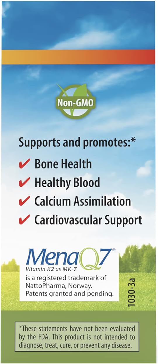 Carlson - Super Daily K2 45 mcg Liquid Vitamin K Bone Health K2 Vitamin Vitamin K Supplement Vitamin K-2 MK7 Unflavored 360 Drops (10.16 mL)