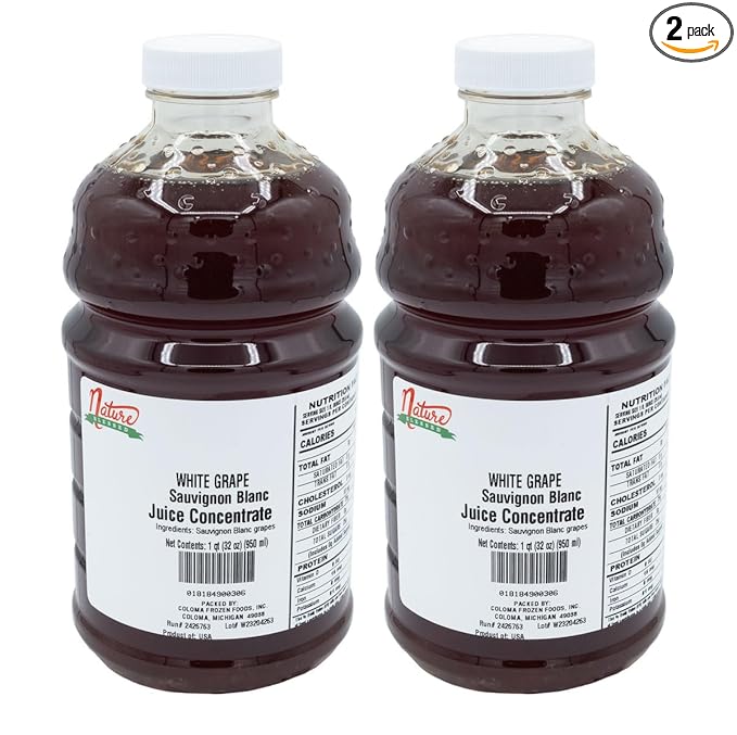 Nature Blessed 100% Pure Sauvignon Blanc White Grape Fruit Juice Concentrate - 2 Quarts (2/32 fl z bottles) Perfect for Home Brewers Vintners Distilling Smoothies