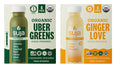 Variety Pack Of 12 | ( Organic Ginger Love Cold Pressed Lemon Ginger Apple  10.5 oz 6-count ) &amp ( Organic Uber Greens Cold Pressed 1 Serving of Fruits and Vegetables  10.5 oz 6-count ) | Pl