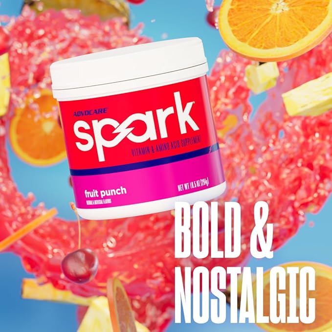 AdvoCare Spark - Energy Drink Mix - Vitamin &amp Amino Acid Supplement - Supports Energy &amp Focus - Portable Immune Support - Sugar-Free - Fruit Punch (10.5 oz)
