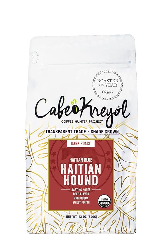 Cafe Kreyol Organic Haitian Hound | 12 oz - Haitian Blue Dark Roast Coffee - Whole Bean