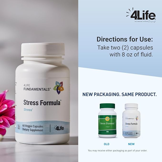 4Life Stress Formula Dietary Supplement Supports Nervous System and Sleep with Lemon Balm Chamomile &amp Valerian Root 60 Capsules