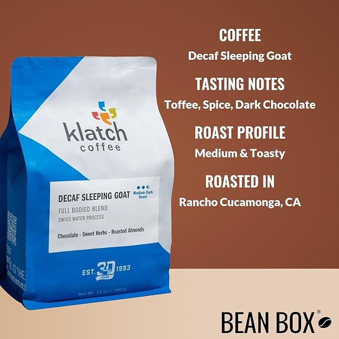 Decaf Sleeping Goat - Roasted by Klatch Coffee - Freshly Ground Coffee - 310 Gram Bag