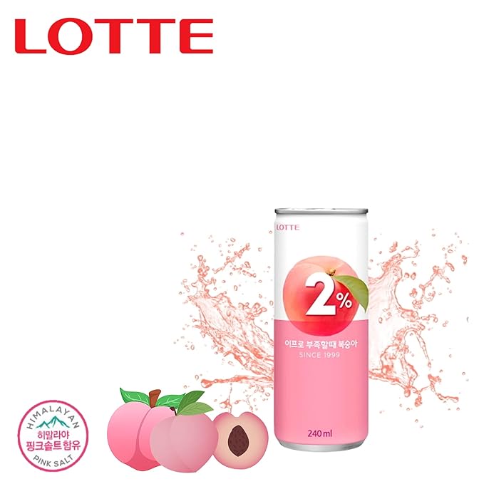 LOTTE 2% Soft Drink Peach/Plum Variety (240ml/Pack) (Peach 30 Cans)