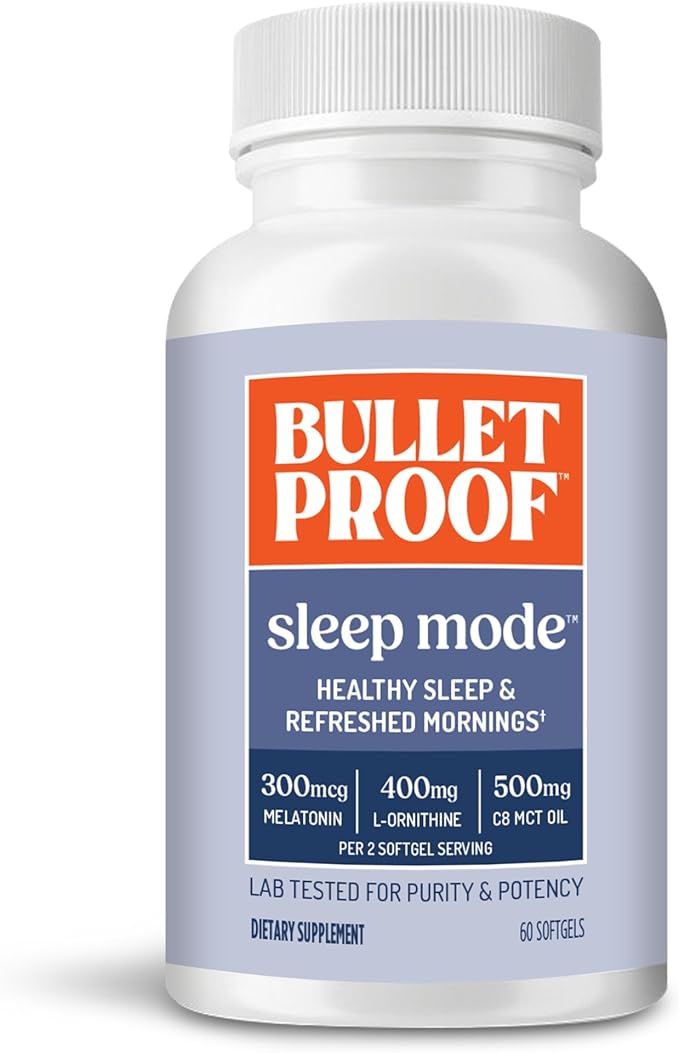 Bulletproof Sleep Mode Softgels 60 Count Supplement with Brain Octane C8 MCT Oil to Support Sleep