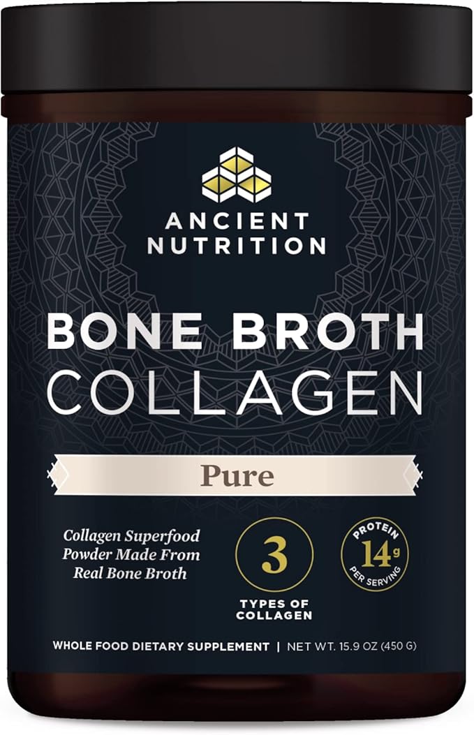 Ancient Nutrition Collagen Powder Bone Broth Collagen Pure Hydrolyzed Multi Collagen Peptides Supports Skin and Nails Joint Supplement 30 Servings 15.9oz