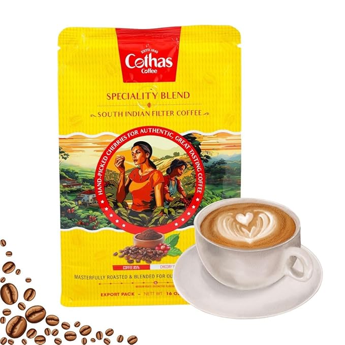 Cothas Traditional Speciality Blend Filter Coffee Powder - Pack of 5 Each Pkt 1 Lb [ Coffee : 85% Chicory : 15%. ]