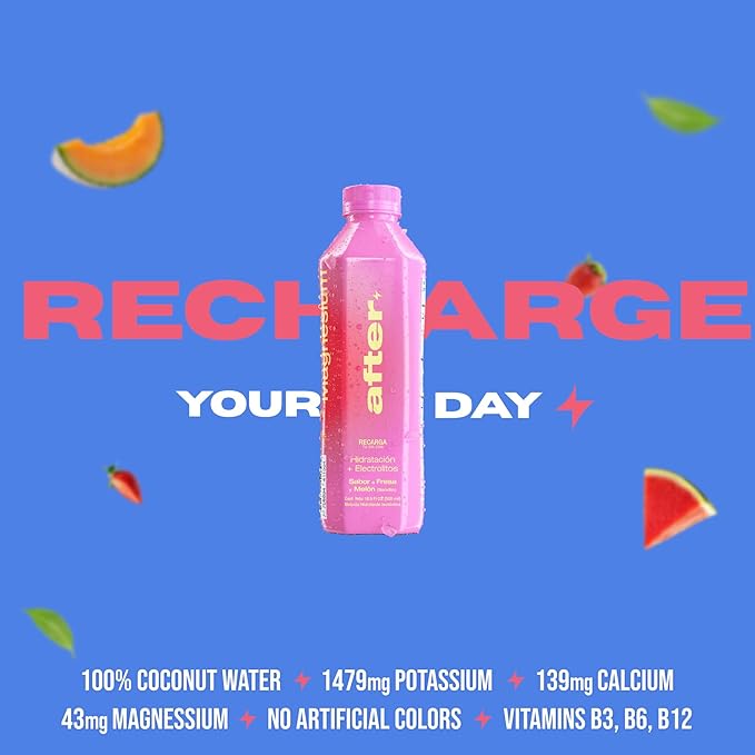 AFTER Electrolyte Drink Strawberry &amp Watermelon Flavor Electrolytes Hydration Drink 12 Pack 16.9 fl oz Bottles