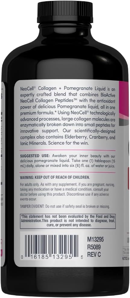 NeoCell Liquid Collagen Skin Hair Nails and Joints Supplement Includes Fruit Juice Concentrates and Green Tea Blend Pomegranate 16 oz. 1 Bottle