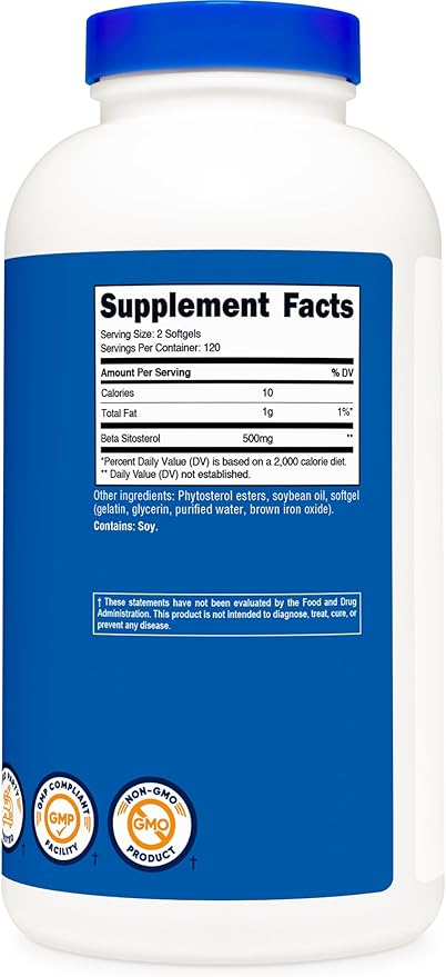 Nutricost Beta Sitosterol 240 Softgels 500mg - GMO Free Gluten Free Supplement 120 Servings