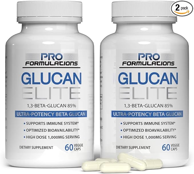 Pro Formulations MD Glucan Elite – 85 Beta 13D Glucan 500mg – 60 vcaps – 85 Minimum Active 13 Linkage Ultra-Potency – Highest Bioavailability with BGF-Immune - 2 Pack
