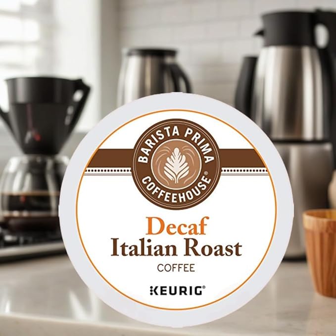 Barista Prima Coffeehouse Dark Roast Extra Bold K-Cup for Keurig Brewers Decaf Italian Roast Coffee4 pack of 24 cups each (96 count)