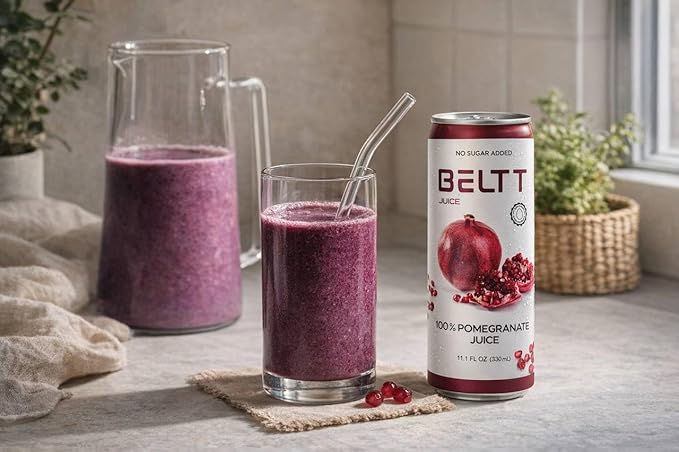 BELTT Pomegranate Juice 11.1 oz (Pack of 12) – 100% Fruit Not From Concentrate No Added Sugar No Preservatives Natural Antioxidant-Rich Beverage