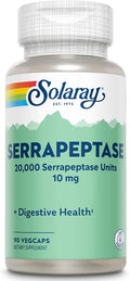 SOLARAY Serrapeptase Enzyme Supplement 10 mg for Men &amp Women - Digestive Support Capsules 20000 Serrapeptase Units per Serving - 90 Veg Caps