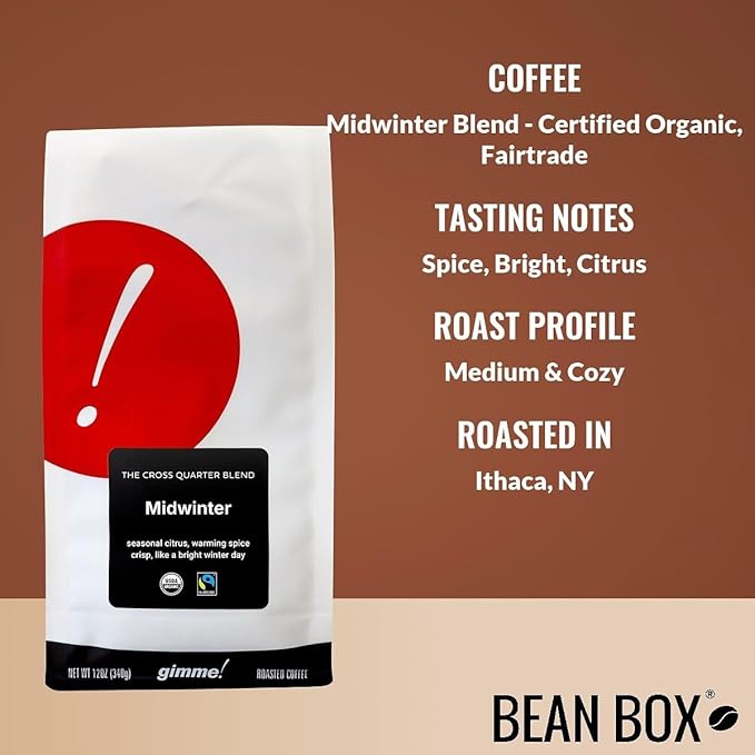 Midwinter Blend - Certified Organic Fairtrade - Roasted by Gimme! Coffee - Freshly Ground Coffee - 5 Pound Bag