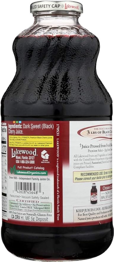 Lakewood Pure Black Cherry Juice 32 oz. (Pack of 12)