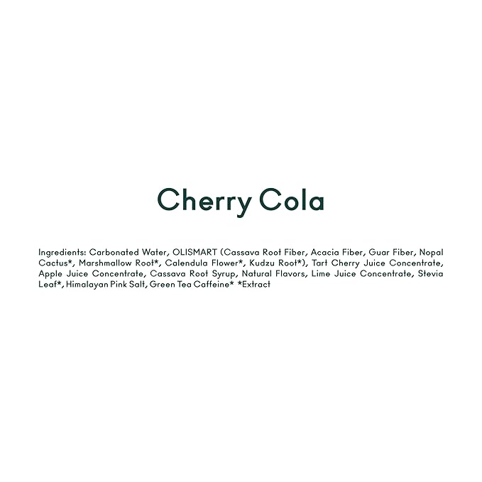 OLIPOP Prebiotic Soda Pop Cherry Cola Pantry Pack Packed with Prebiotics Fiber and Botanicals Gluten Free GMO Free 12oz Skinny (12-Cans)