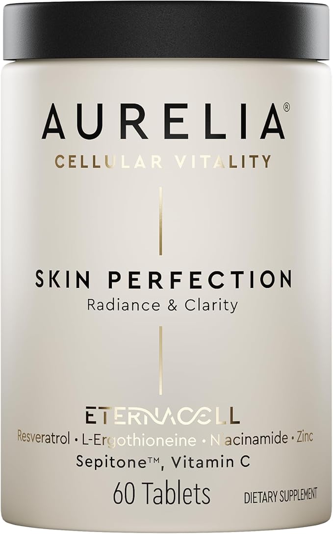 AURELIA Skin Perfection | Advanced Cellular Anti-Aging Supplement | Enhance Skin Clarity &amp Tone | with Zinc Resveratrol Niacinamide Ergothioneine &amp Vitamin C