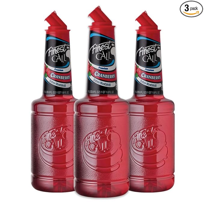 Finest Call Premium Cranberry Juice Cocktail Drink Mix 1 Liter Bottle (33.8 Fl Oz) Pack of 3