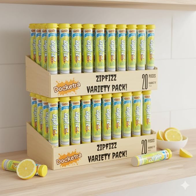 Zipfiz Energy Multi-Vitamin Hydration Drink Mix Citrus Flavor B-12 Energy Boost Electrolyte Hydration Low Calorie 20 Tubes