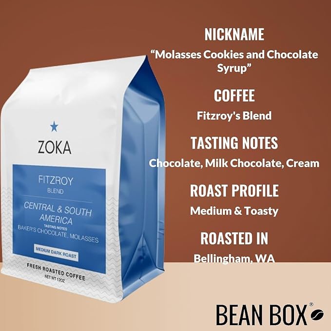 Bean Box Coffee Sampler - Roasted by Zoka 4-Pack Freshly Ground Coffee Gourmet Coffee
