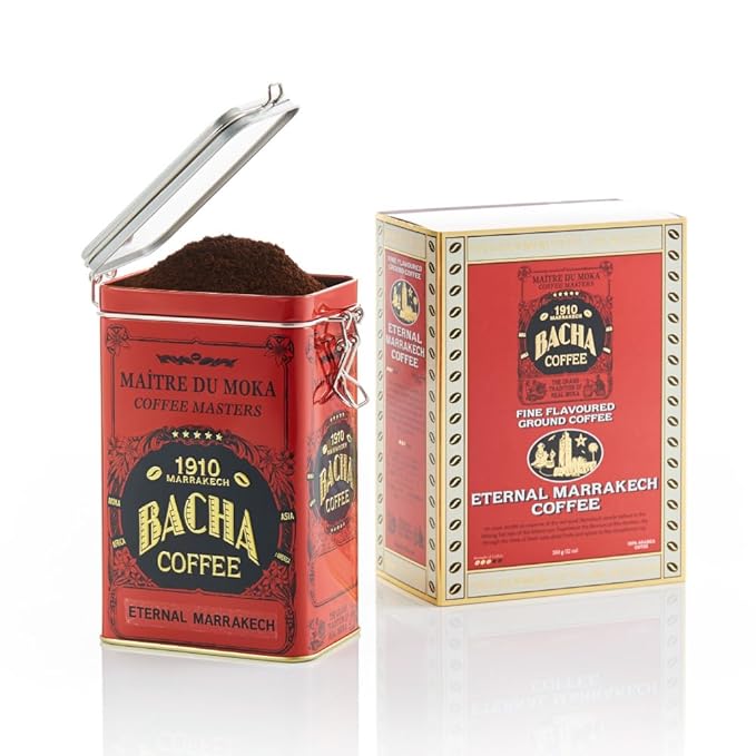 Bacha Coffee | Eternal Marrakech Fine Flavoured Coffee Autograph Collection 100% Arabica Specialty Coffee Ground Beans &amp 100% Cotton Filter 125mm/4 fl oz Serving Size