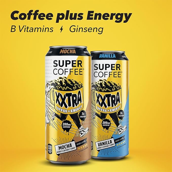 Super Coffee XXTRA Keto Protein Coffee (0g Added Sugar 7g Protein 130 Calories) [Caramel] 15 Fl Oz 12 Pack | Iced Smart Coffee Drinks - SoyFree GlutenFree