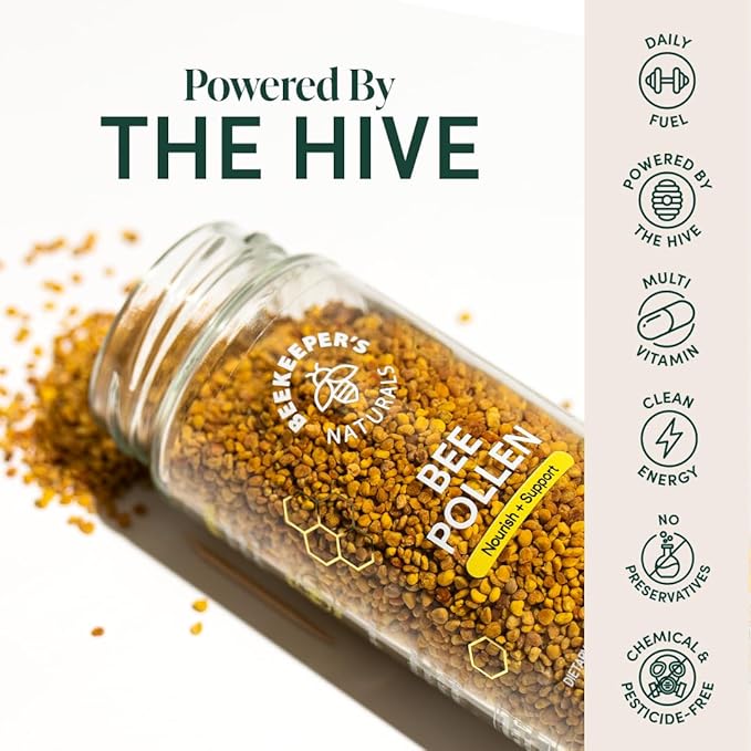 Beekeeper's Naturals - 100% Raw Bee Pollen Granules Natural Preserved Enzymes Source of Vitamin B Minerals Amino Acids &amp Protein - Paleo &amp Keto Friendly Gluten Free (5.2 oz)