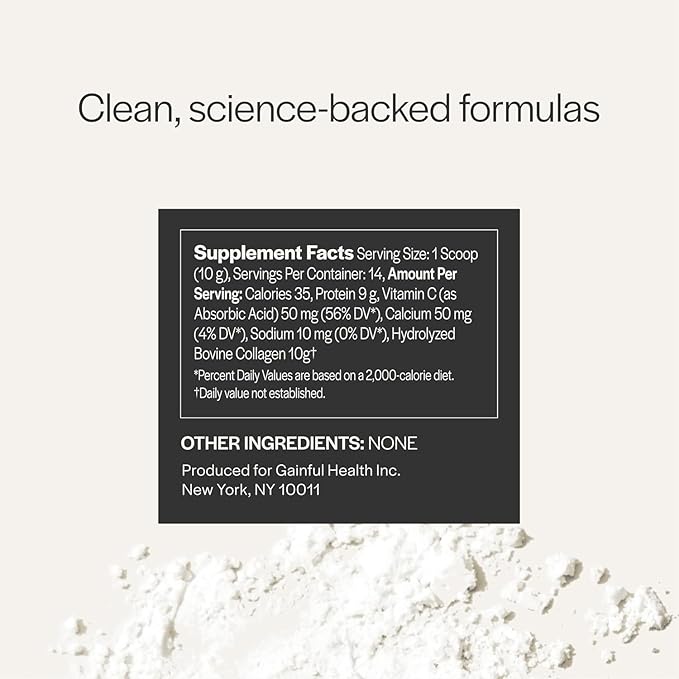 Gainful Performance Boost Collagen Peptides Powder with Vitamin C Skin Immune &amp Joint Support Grass Fed Bovine Collagen Unflavored 20 Servings