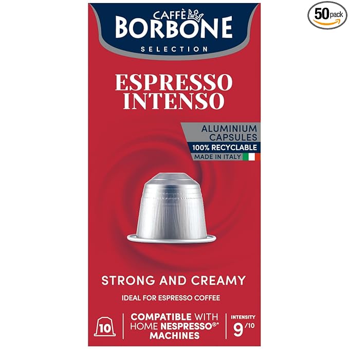 Caffè Borbone Espresso Intenso Aluminum Capsules Compatible with Nespresso Original Machines Dark Roast 50 Count