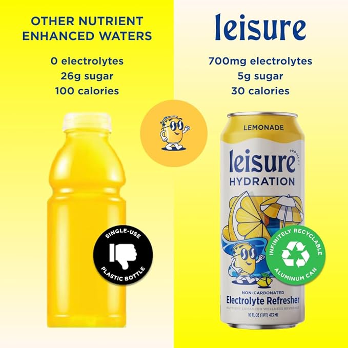 Leisure Project Beverage Lemonade Refresher 16 fl oz (Pack of 12)