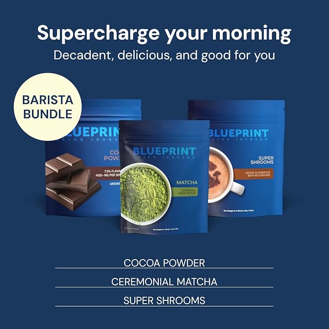 Blueprint Bryan Johnson Super Shroom Coffee – Mushroom Coffee with Lion’s Mane Reishi &amp GABA – 70mg Caffeine – Focus &amp Energy Coffee – Adaptogenic Coffee Alternative – 30 Servings