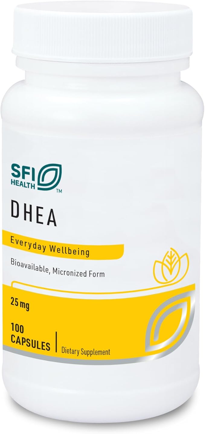 Klaire Labs SFI Health DHEA 25mg - Dehydroepiandrosterone Derived from Wild Yam - Micronized for Superior Absorption - Soy-Free Hypoallergenic Supplement for Men &amp Women (100 Capsules)