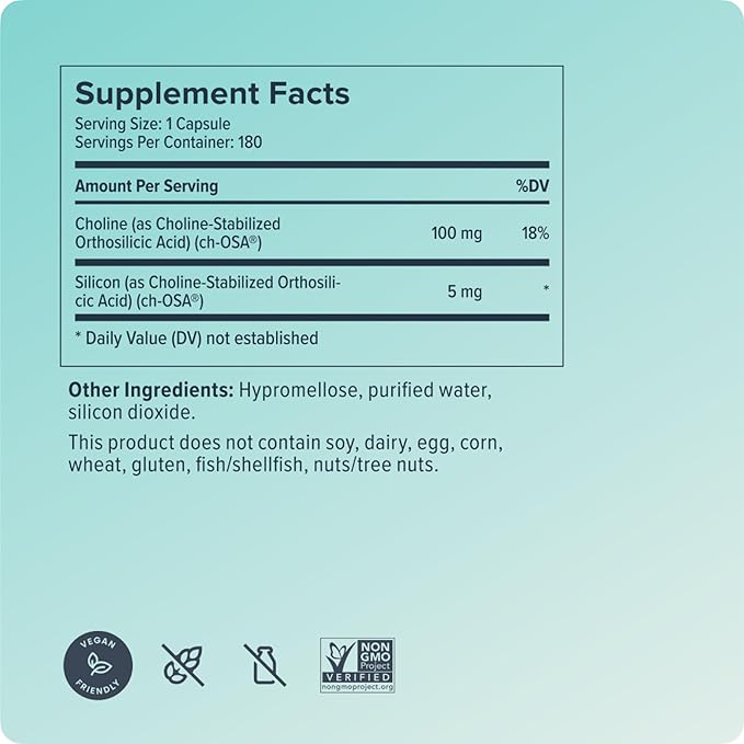 Biosil Collagen Booster Supplement - 180 Vegan Capsules - Patented ch-OSA Activator for Skin Hair Nails &amp Joints - Supports Natural Production - 90-Day Supply