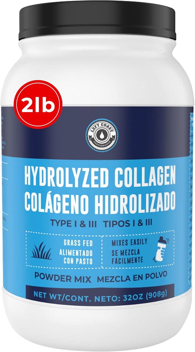 2lb Colageno Hidrolizado En Polvo Para Mujeres y Hombres - Péptidos de Colageno tipo I &amp III -Alimentado Con Pasto - Sin Sabor – Apoya articulaciones piel Cabello uñas - Mejor Valor Por Tu Dine