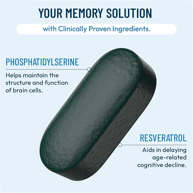 Provasil Maximum Strength Brain Supplement - Boosts Memory &amp Focus - Increases Mental Performance &amp Cognitive Health - Phosphatidylserine Resveratol Folate Ginkgo Leaf Bacopa &amp More -