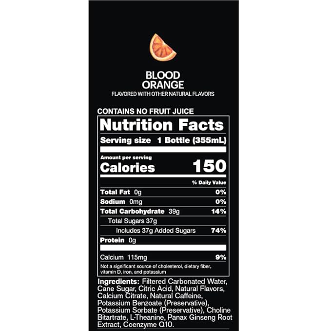 UPTIME Energy Drink Blood Orange Cane Sugar 12 Pack Vitamin C L Theanine Calcium Energy Drinks for Focus Support 142mg of Natural Caffeine per Serving Clean Natural Non GMO 12 fl oz Cans