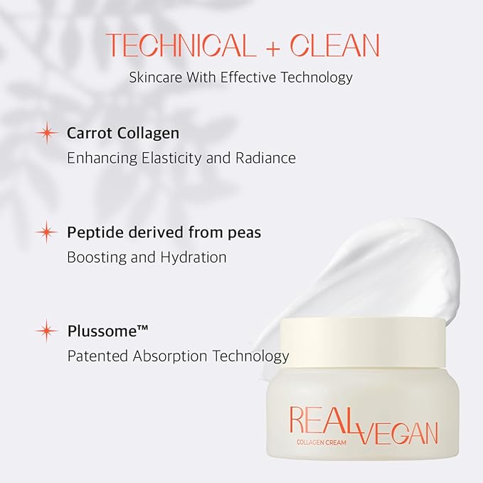 KLAVUU Real Vegan Collagen Cream - Enhances Skin Elasticity Providing Deep Hydration to Dry Skin for a Radiant Youthful Glow