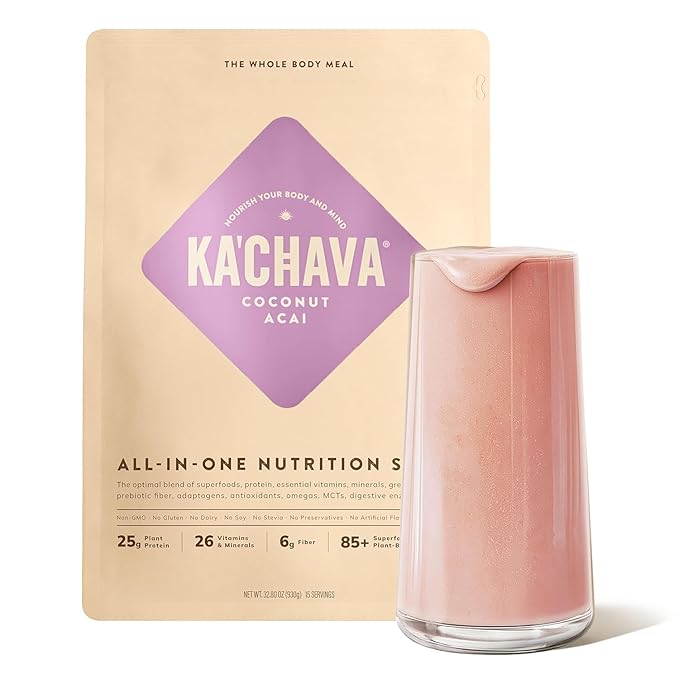 Ka’Chava Whole Body Meal Shake Coconut Acai 2 lb – Vegan Protein Powder with 85+ Superfoods &amp Greens – Plant-Based Meal Replacement – Probiotics &amp Digestive Enzymes – Gluten &amp Dairy Free (