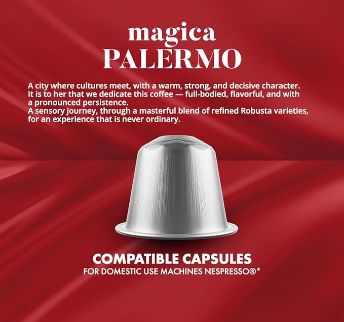 Caffè Borbone Magica Palermo Aluminum Capsules Compatible with Nespresso Original Machines Dark Roast 100 Count