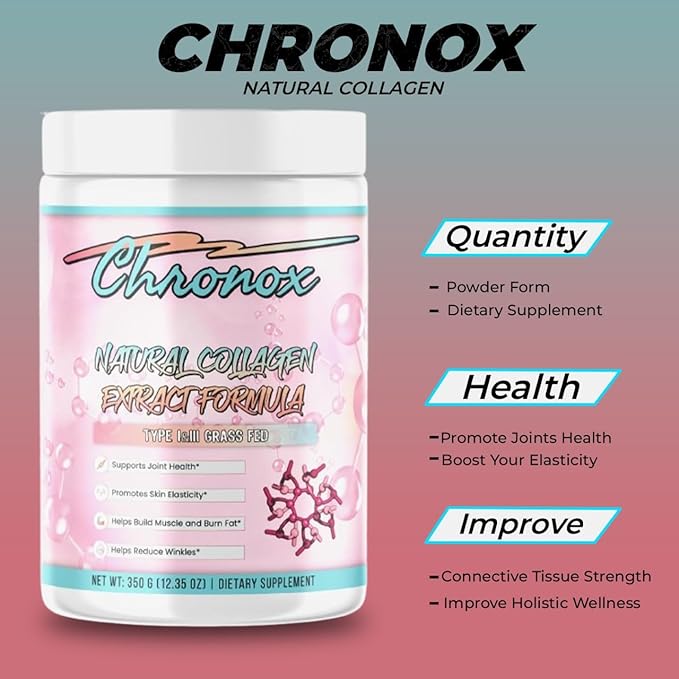 Chronox Collagen Peptides Powder – Hydrolyzed Collagen for Skin Hair Nails &amp Joints – Unflavored Grass-Fed Easy to Mix – 16 oz