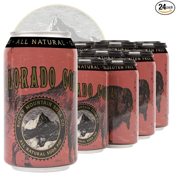 Rocky Mountain Soda 24‑Pack 12 Fl Oz Cans Small‑Batch Craft Soda Pop Gluten‑Free Vegan Organic Cane Sugar No Preservatives No Added Sodium Cola Soda Pop