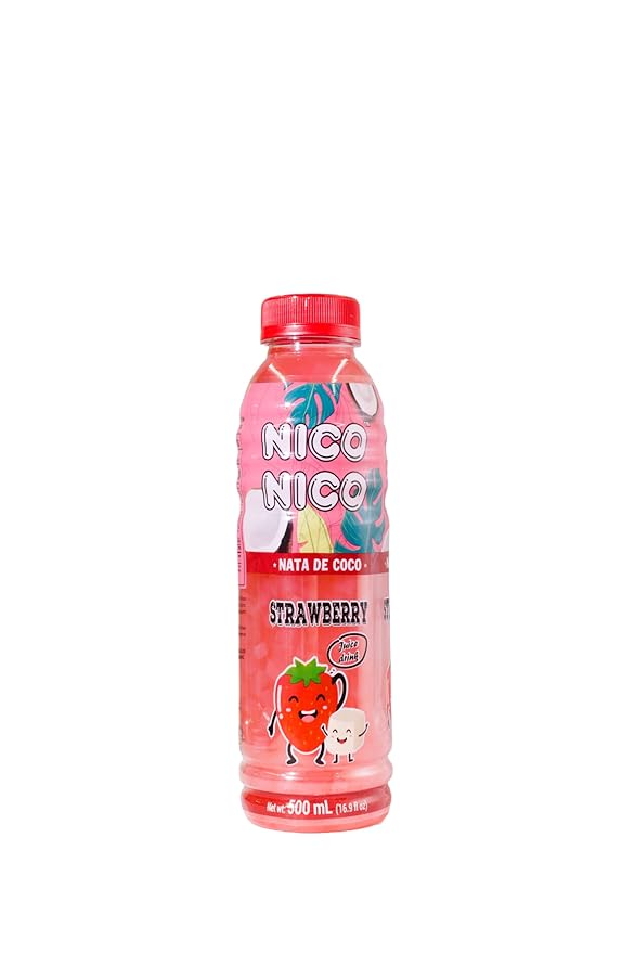 Niconico juice drink with nata de coco 30% fruit juice (16.9 floz 6 Pack) (6 Strawberry)