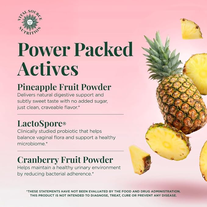 Vital Source Nutrition - ViXi - Feminine Balance Capsules - Vaginal Wellness &amp pH Support - with LactoSpore Cranberry + Pineapple Fruit Powder -Supports Urinary Wellness &amp Healthy Flora -30 S
