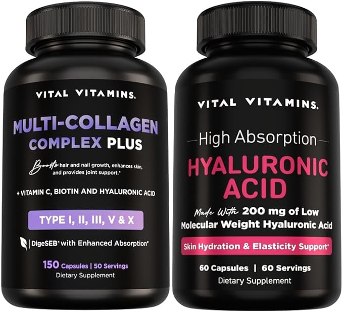 Vital Vitamins Multi-Collagen Plus 150 ct + Hyaluronic Acid Capsules 60 ct
