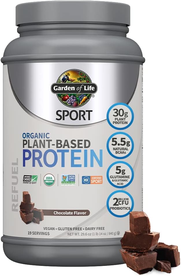 Garden of Life Organic Vegan Sport Protein Powder &amp Collagen Peptides Grass Fed 19.75 Ounce