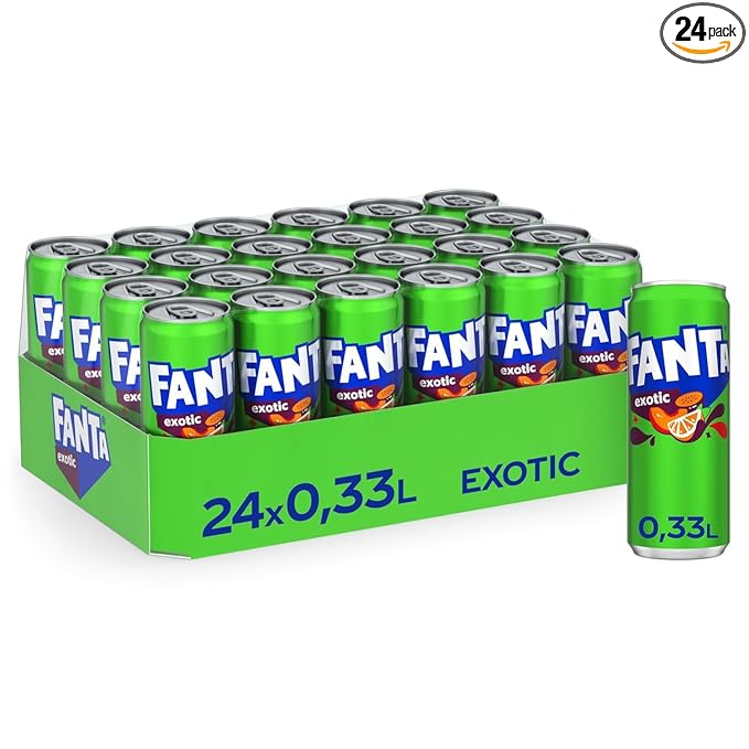 Fanta Soft Drink Exotic Flavor (Passion fruit Peach Orange) From Denmark 330ml Each Can (Case of 24)
