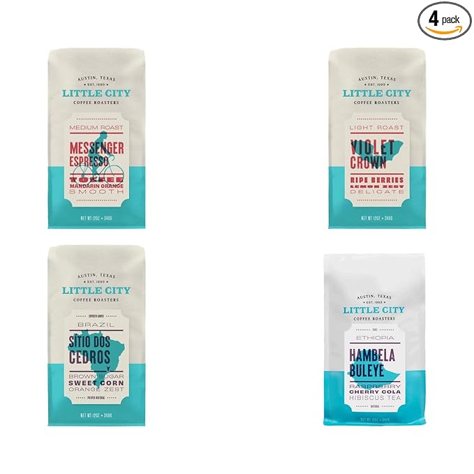 Bean Box Coffee Sampler - Roasted by Little City 4-Pack Freshly Ground Coffee Gourmet Coffee